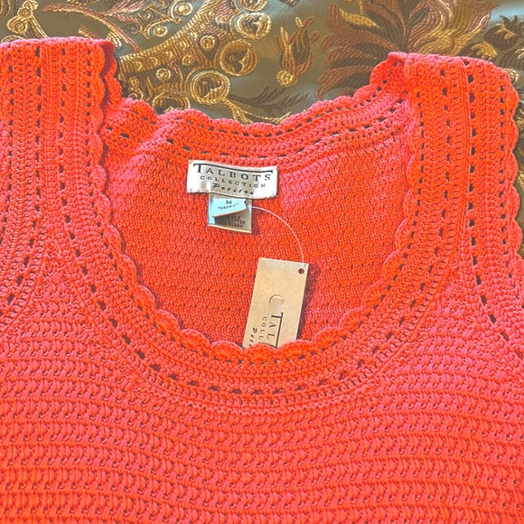 Pointelle Tank Sweater in Light Peach Color by Talbots Collection size M - Picture 2 of 4